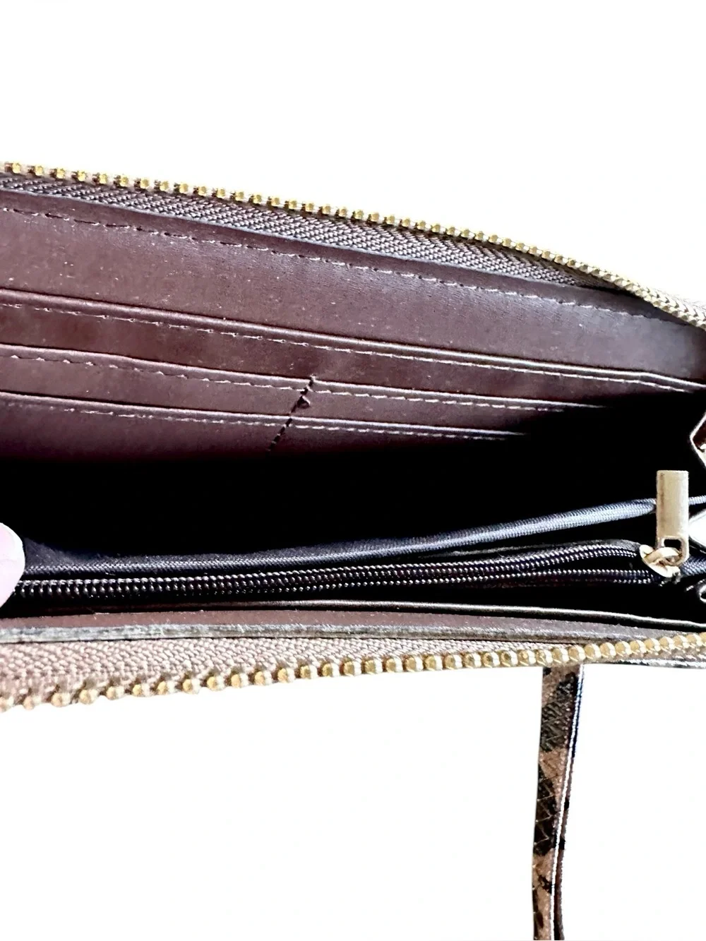 Leopard Print Zip-Around Wristlet Wallet - Brown